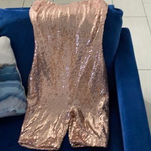 Cute Sequin Rose Gold Romper never been worn can be styled with sneaker or heels